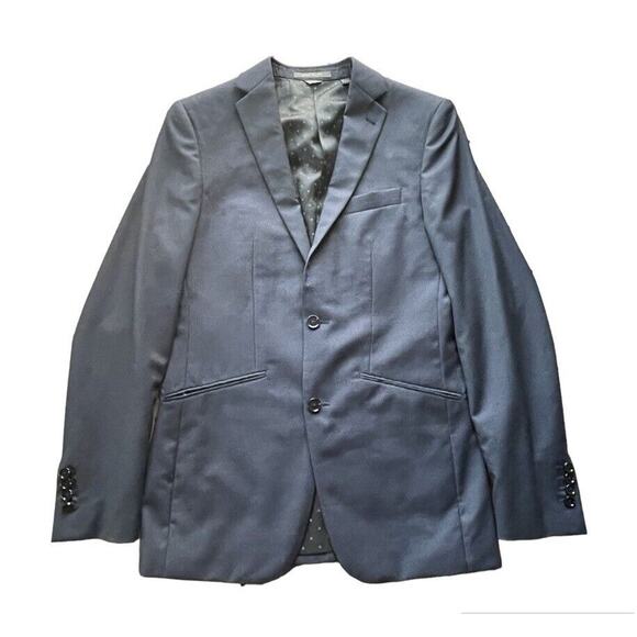 Indochino Suit Sport Jacket Mens Size 36 R Navy Blue Polka Dot Lined Stripe MINT